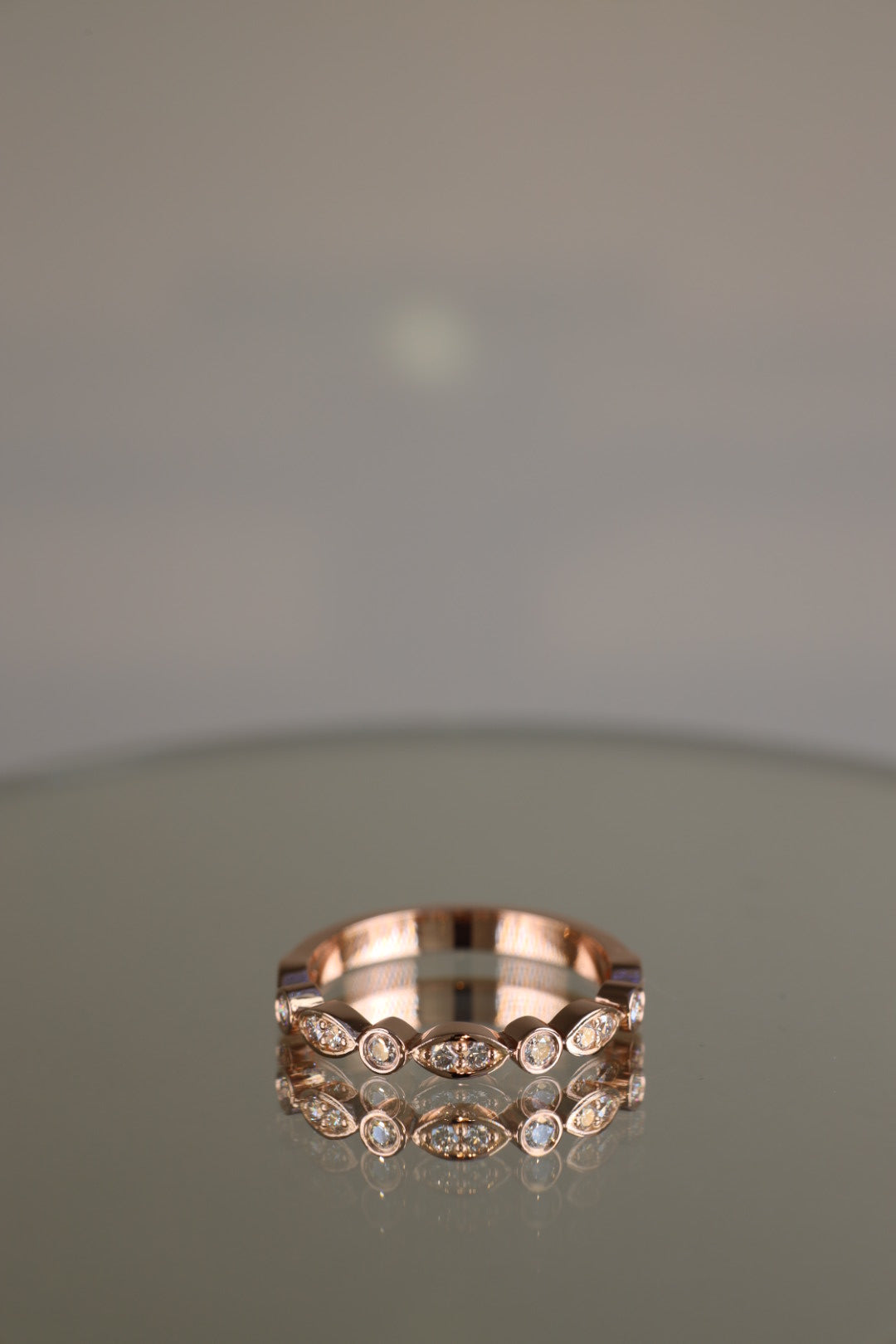 Rose gold art deco round brilliant diamond ring