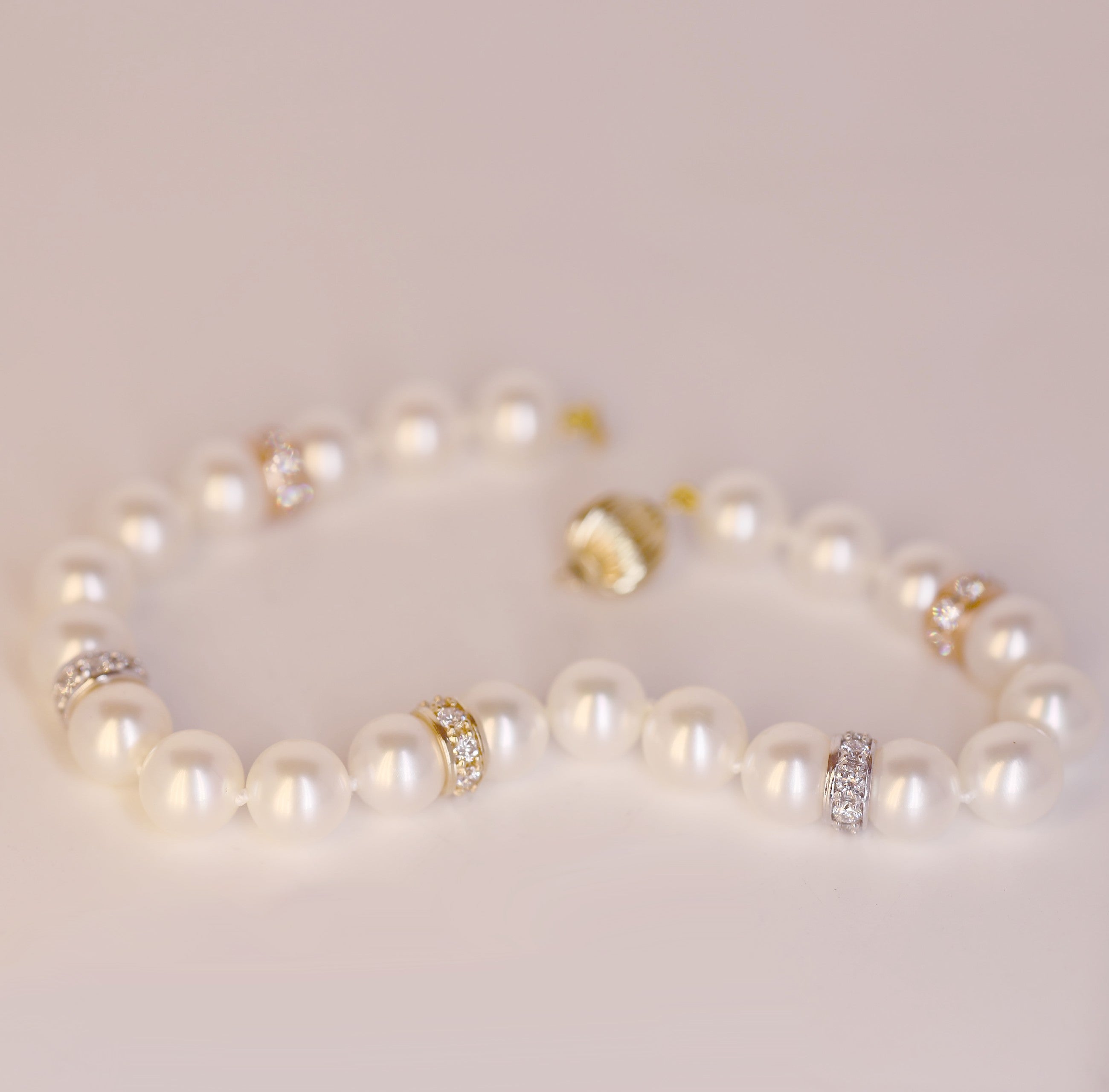 White Pearl & Diamond Bracelet