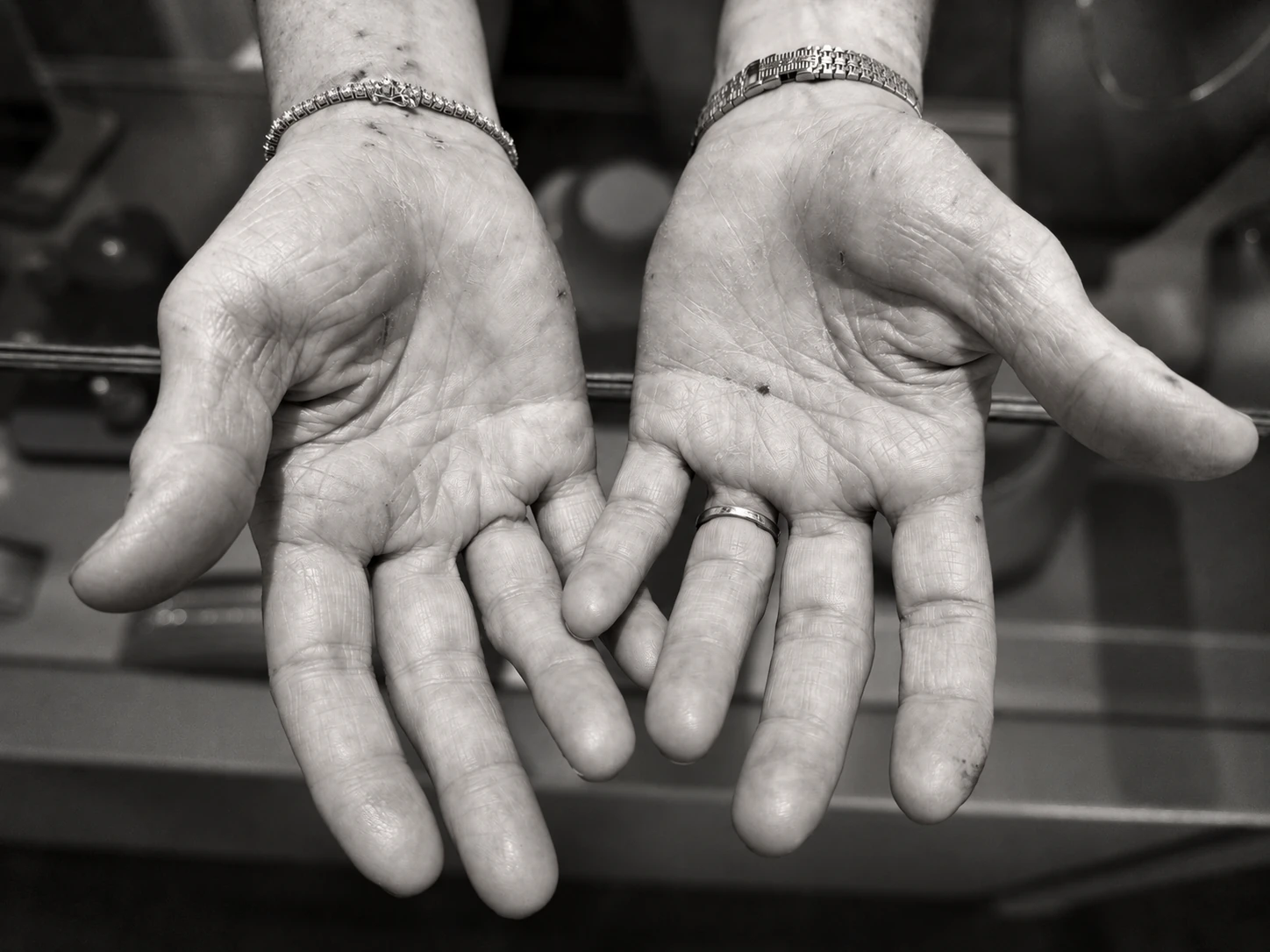 The hands of Marianne Lessard, goldsmith and co-founder of Lessard Coutu Jewellery